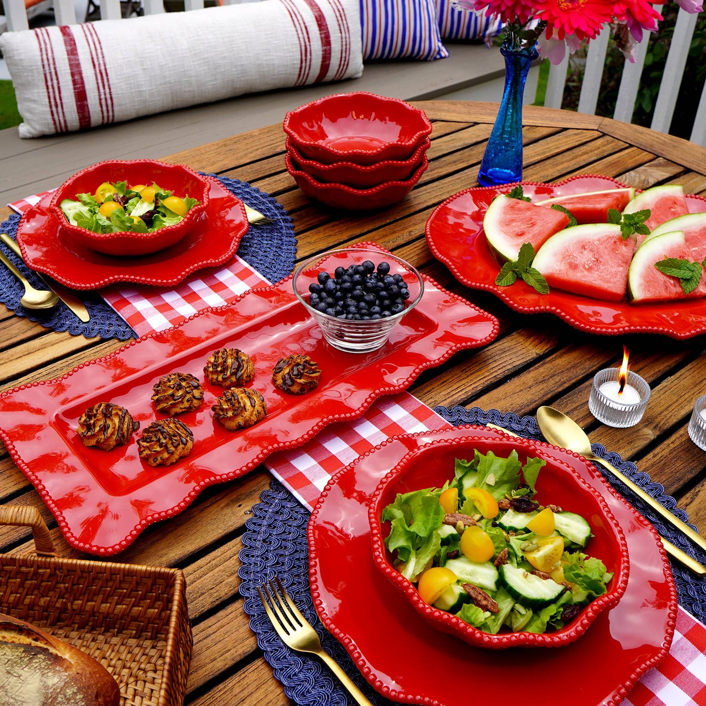 Perlette Red Melamine Rectangular Platter 19x9