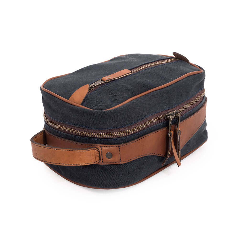 Campaign Waxed Canvas Square Toiletry Shave Kit