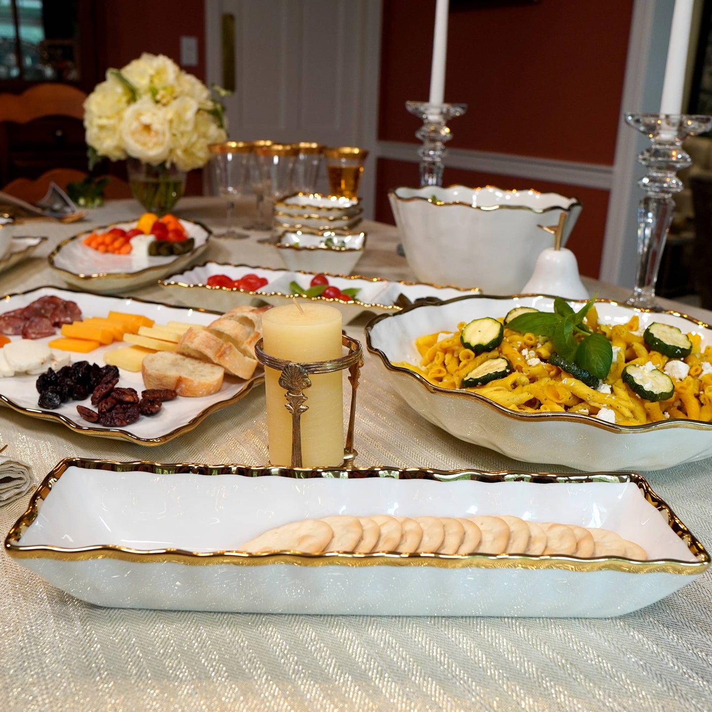 Regency Gold Cracker Tray 13in x 3.5in x 2in