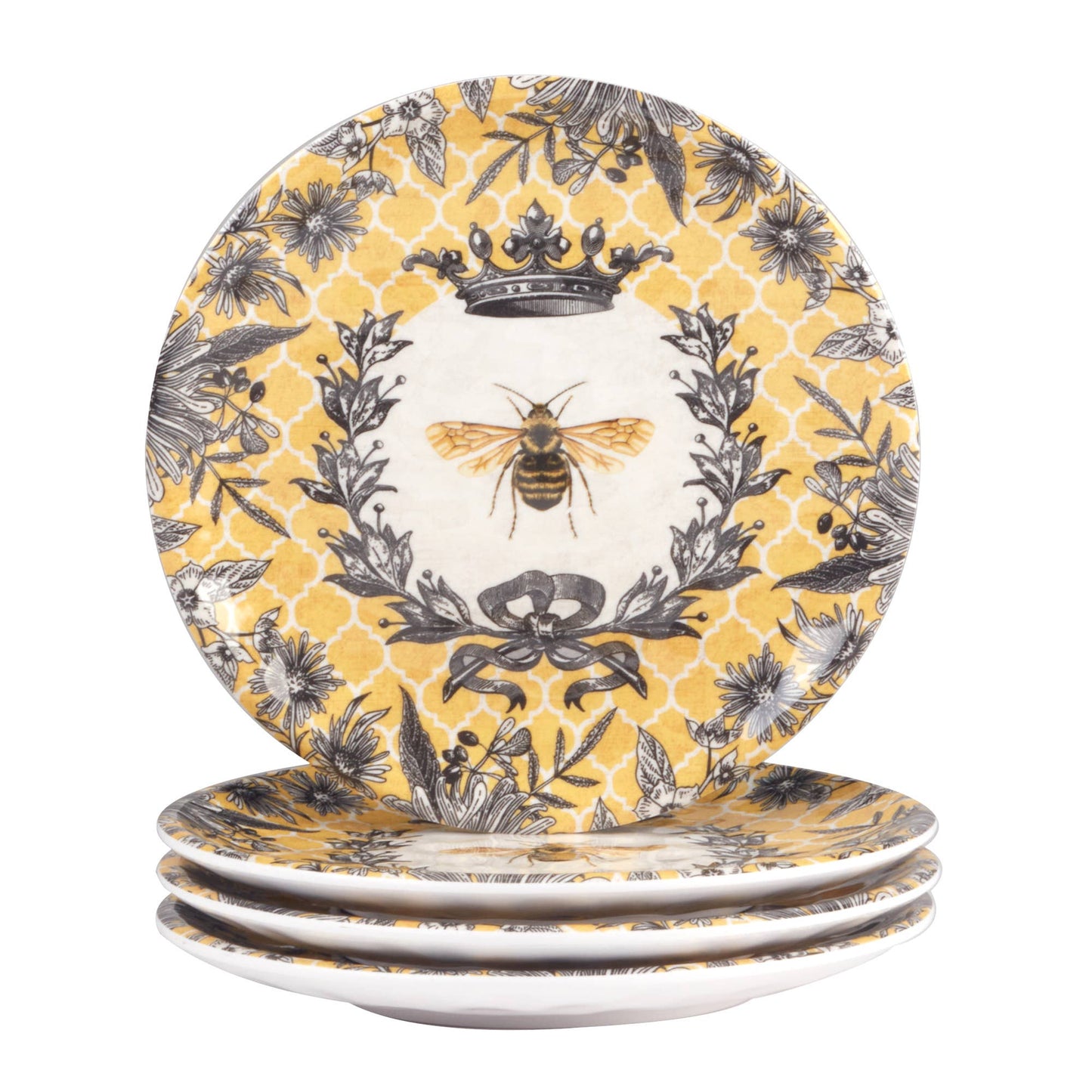 French Bees Heavy Weight Melamine Canape Plate 6in Set 4