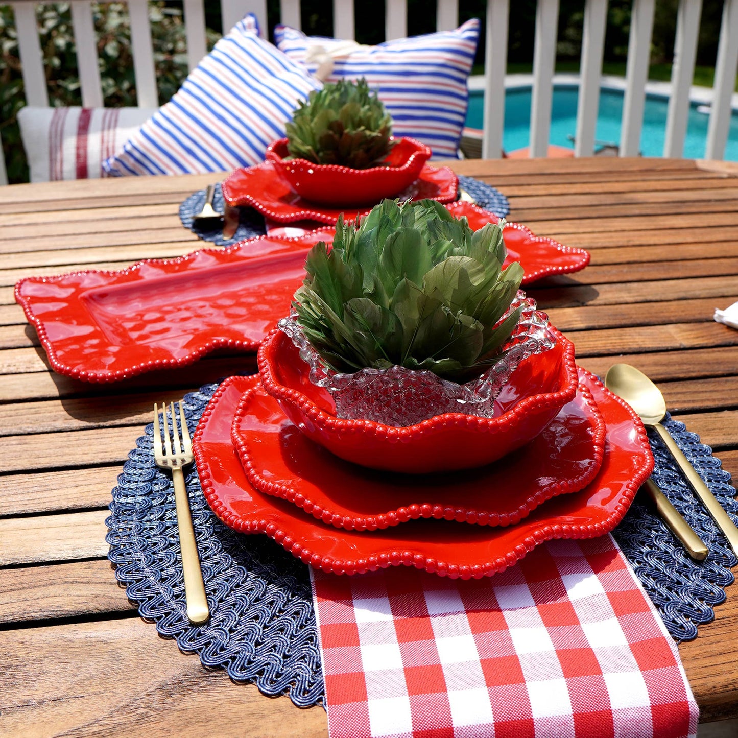 Perlette Red Melamine Rectangular Platter 19x9