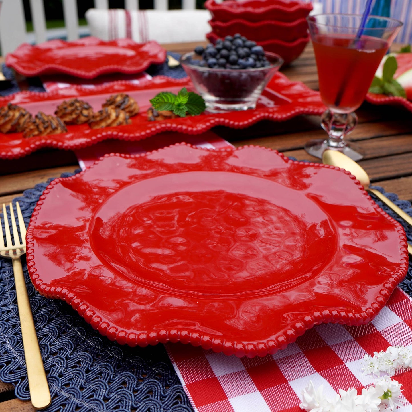 Perlette Red Melamine Rectangular Platter 19x9