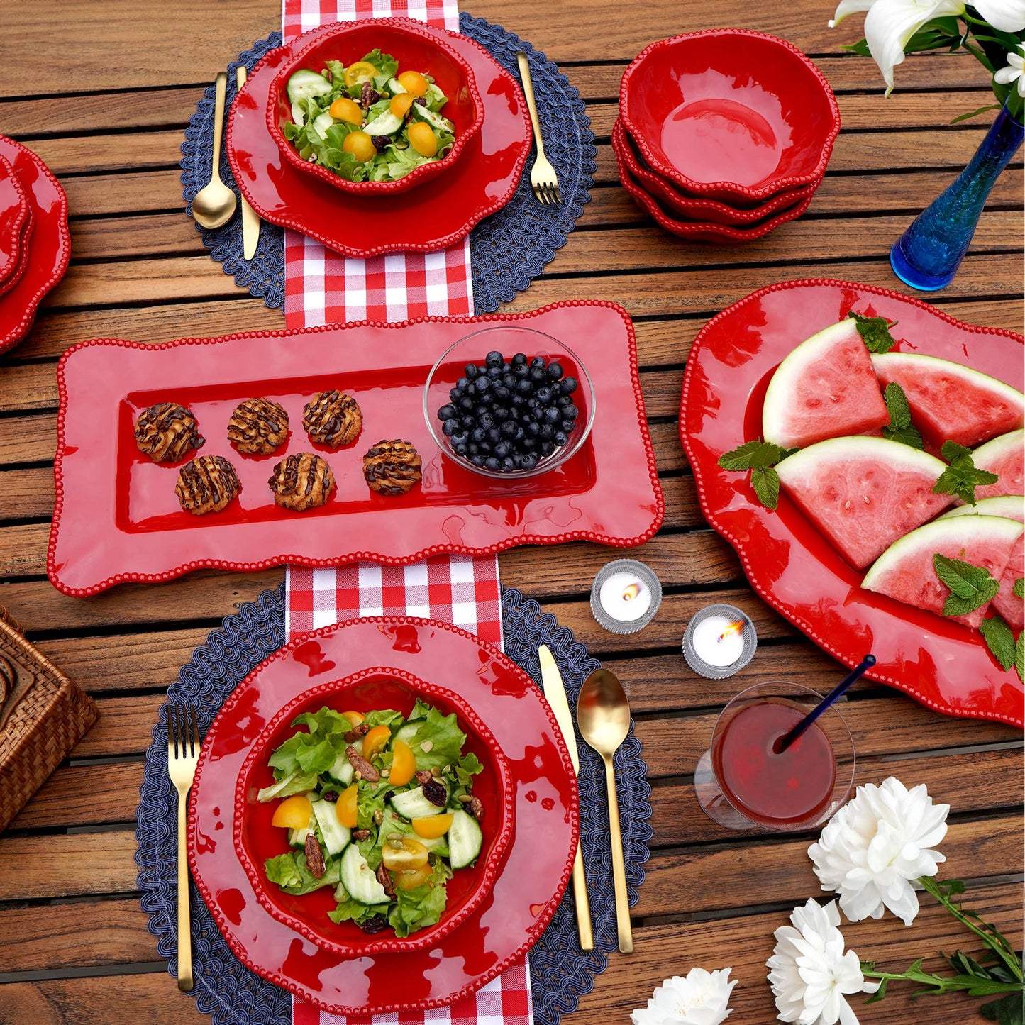 Perlette Red Melamine Rectangular Platter 19x9