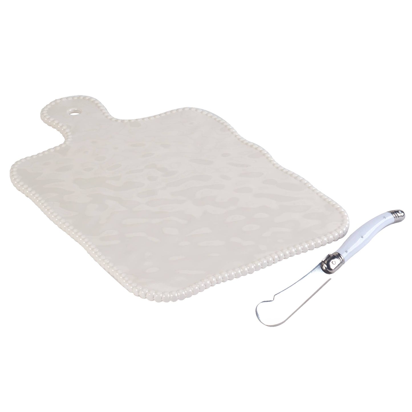 Perlette Cream - HW Mel Cheese Board w Knife 13.875in