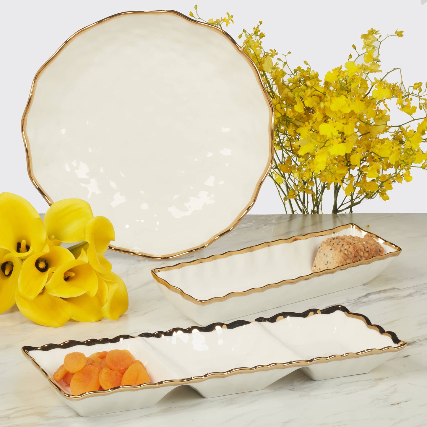 Regency Gold Cracker Tray 13in x 3.5in x 2in