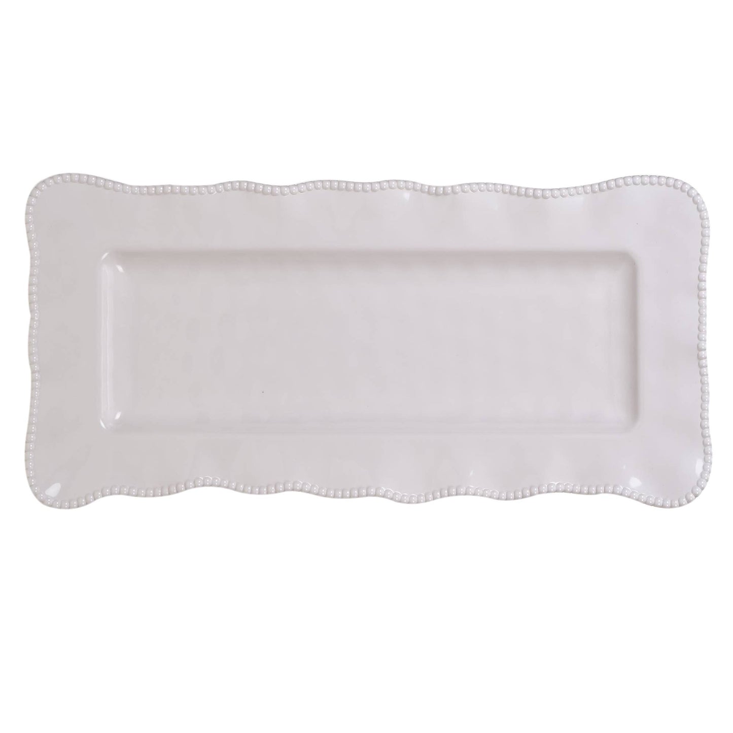 Perlette Cream Melamine Rectangular Platter 19 in x 9 in