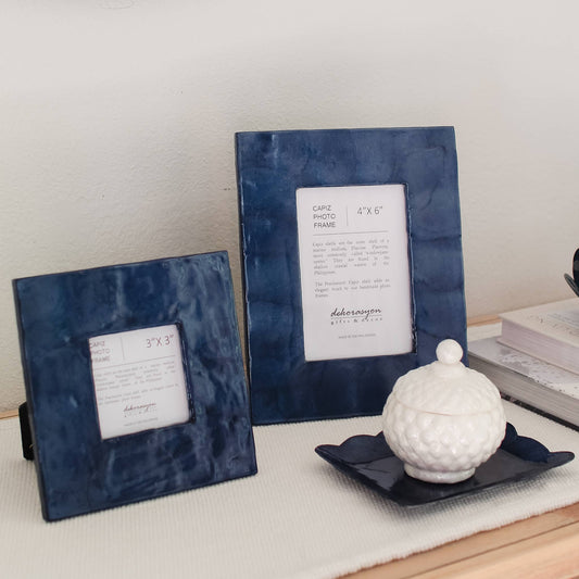 3" x 3" Capiz Photo Frame (Blue)