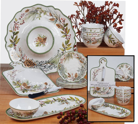 Winters Forest Christmas HW Melm Cheese Board w Knife