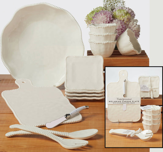 Perlette Cream - HW Mel Cheese Board w  Knife 13.875in