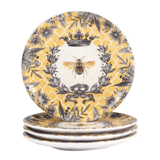 French Bees Heavy Weight Melamine Canape Plate 6in Set 4