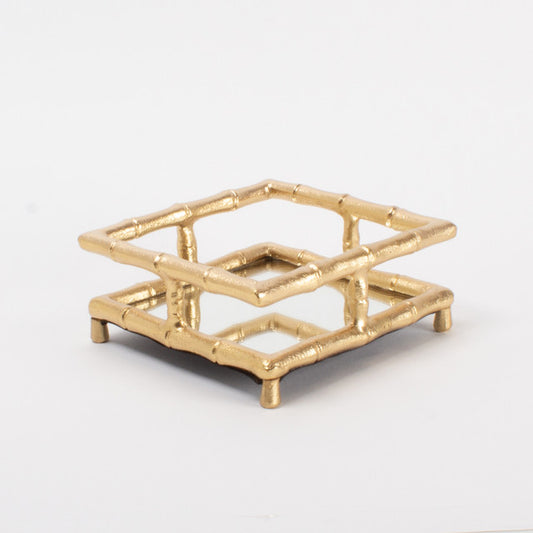 Cocktail Napkin Tray - Bamboo - Gold
