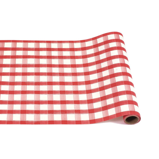 Red Painted Check Runner - 20" x