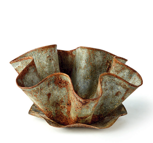 Galvanized Handkerchief Pot with Saucer