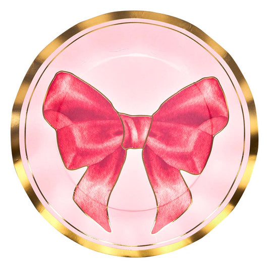 Pink Bows Dinner Plate - 8pk