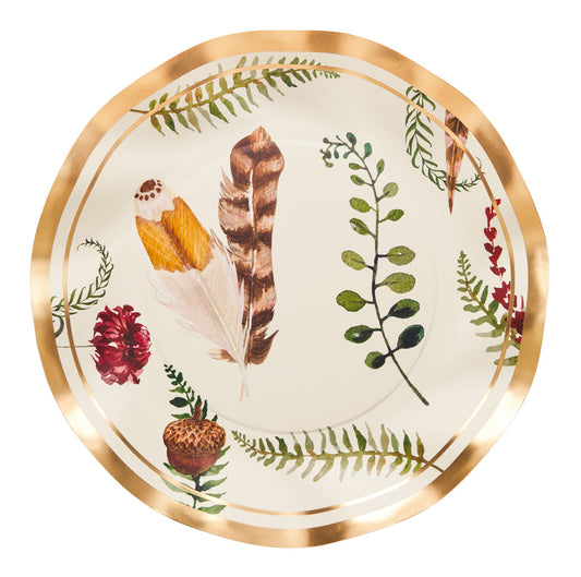 Wavy Salad Plate Feather Grove/8pkg