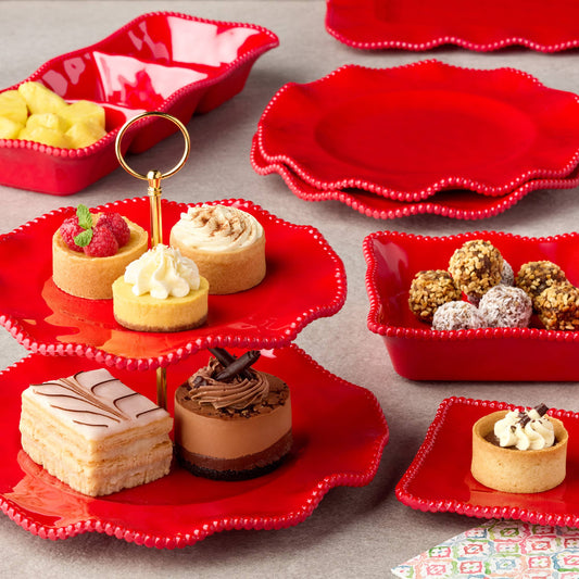 Perlette Red Melamine Rectangular Platter 19x9