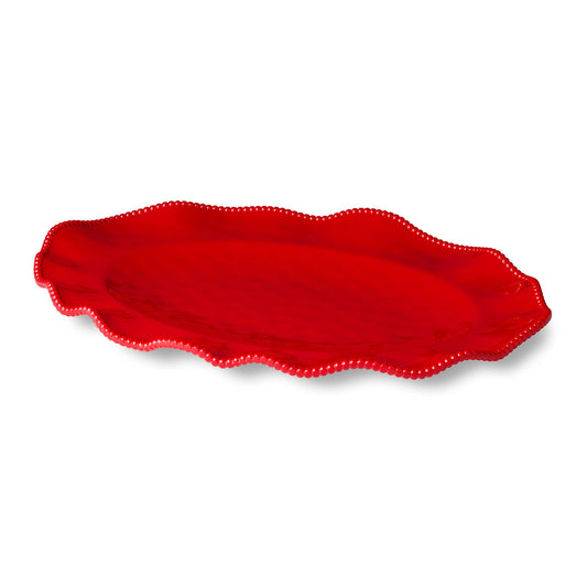 Perlette Red Melamine Oval Platter 18in x 13.5in